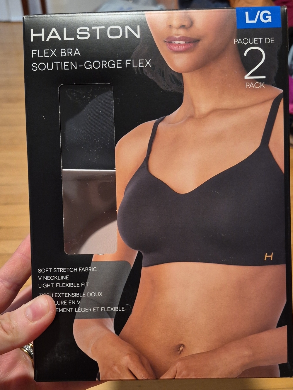 NEW IN BOX - Halston Heritage Flex Bra V-Neck - Black & Nude (2 Pack)